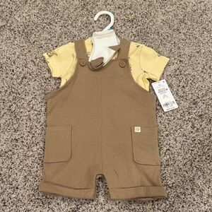 Carter's Brown Overalls with Yellow Shirt